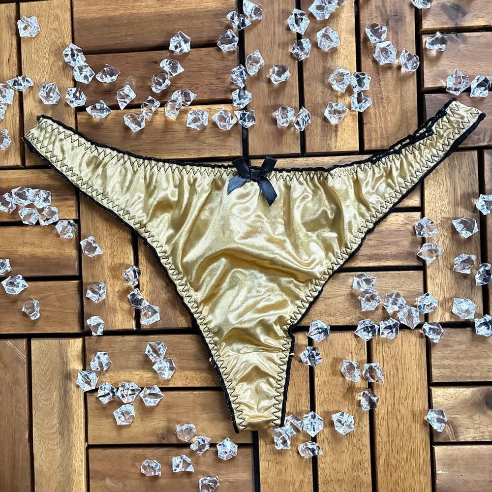 Gold Nylon Scrunch Thong